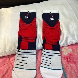 SALE 🔥🔥Official NBA Game Socks 2 Pack Wizards. Color: Blue/Red/White. Size: XL